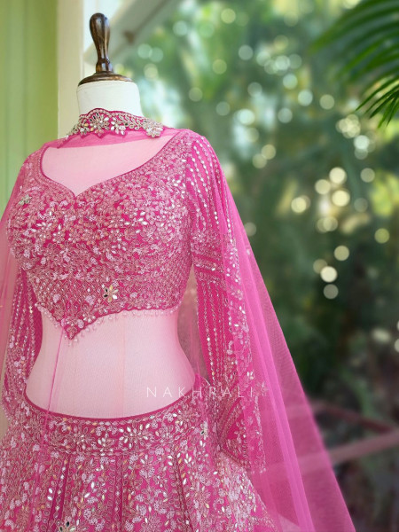 Bairan Mirror and Bead Embroidered Bridal Lehenga