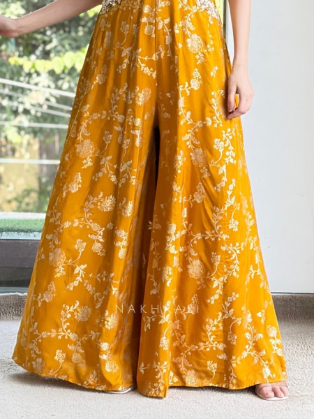 Medallion Yellow Indo-Western Jumpsuit