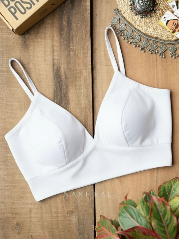 Image of Veronica White Cotton Spaghetti Blouse