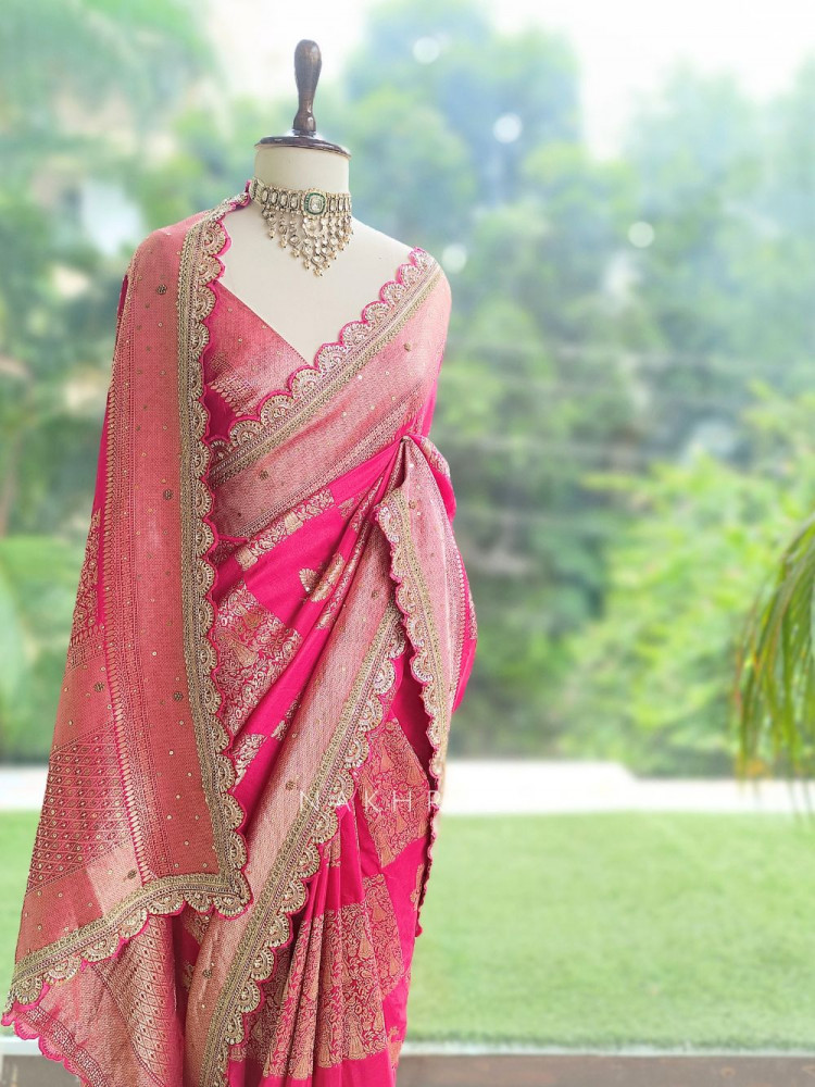 Image of Kumud Magenta Georgette Silk Saree