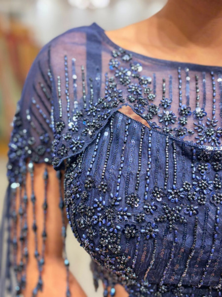 Azure Nova Blue Indo-Western Cape Set with Cut Dana Work