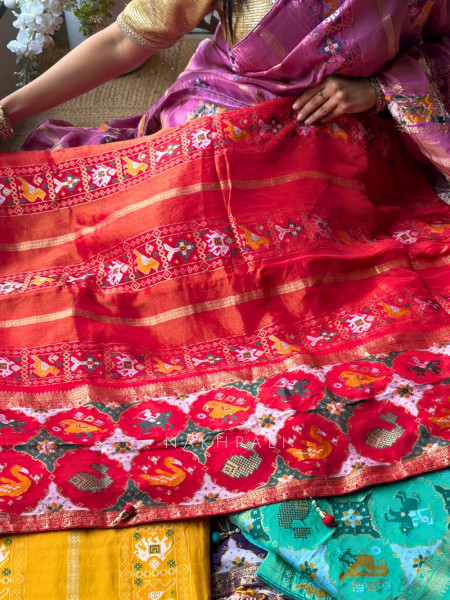 Kalyani Plum Red Patola Saree With With Running Blouse Piece