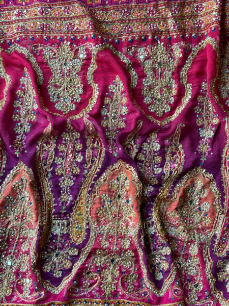 bromi Magenta Saree with Stone Embellished Readymade Blouse