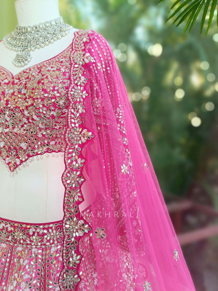 Bairan Mirror and Bead Embroidered Bridal Lehenga