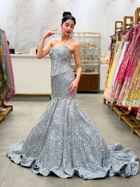 Senorita Grey Sequin Cut Dana Gown