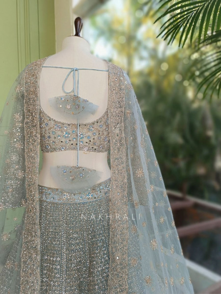 Neelambari Sky Blue Lehenga Set with Thread and Sequin Work