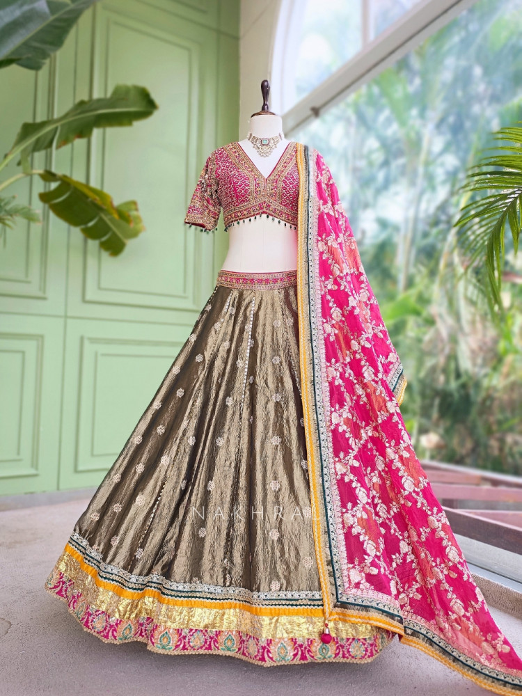 Image of Gilded Grove Green Lehenga Set