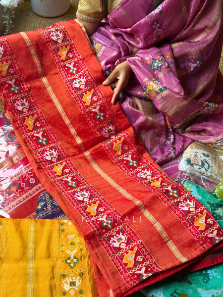 Kalyani Plum Red Patola Saree With With Running Blouse Piece