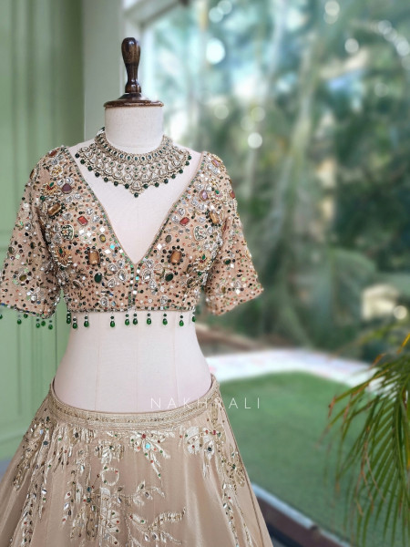 Noor-e-Kundan Beige Lehenga Set