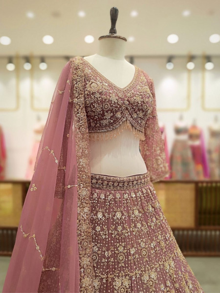 Zoraya Purple Embroidered Lehenga Set with Sequin Work