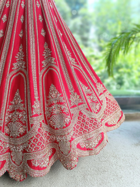 Vamika Red  Bridal Lehenga with Zari & Sequin Work