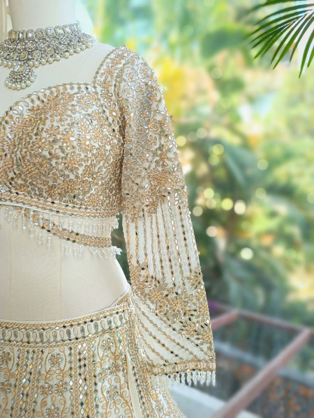 Imperial Off White Lehenga with Mirror Work and Embroidery