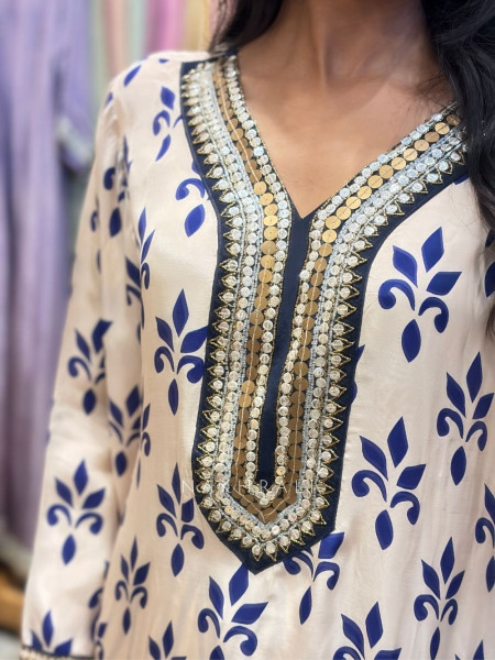 Indigo Fleur Beige Farshi Suit Set