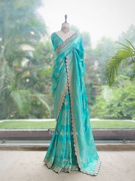 Kumud Rama Green Georgette Silk Saree
