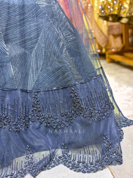 Azure Nova Blue Indo-Western Cape Set with Cut Dana Work