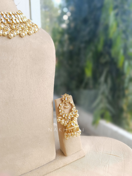 Regalia Gold Kundan Pearl Necklace Set