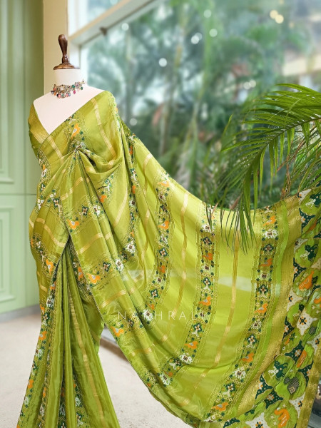 Kalyani Plum Green Patola Saree With With Running Blouse Piece
