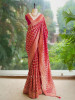 Riva Red Georgette Bandhani Saree with Gota Lace