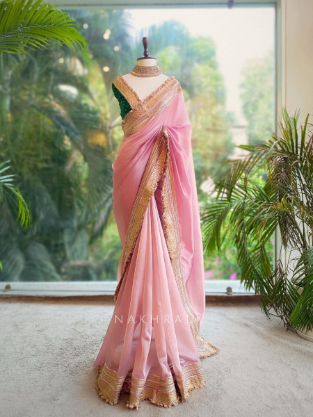Nazakat 2.0 Pink Tissue Silk Sarees