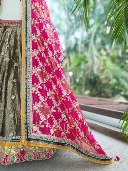 Gilded Grove Green Lehenga Set