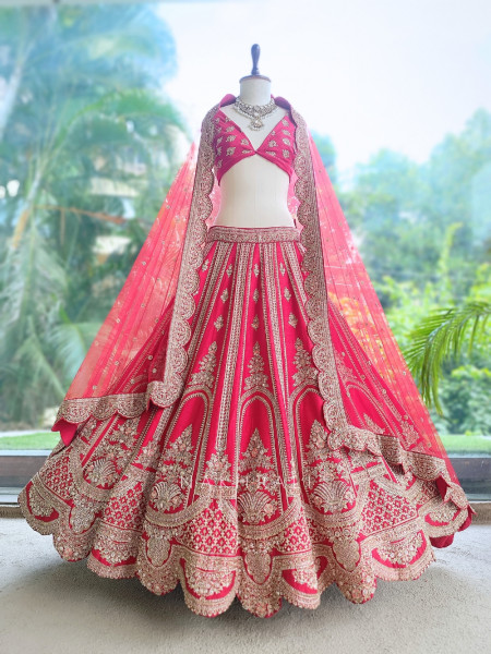 Vamika Red  Bridal Lehenga with Zari & Sequin Work