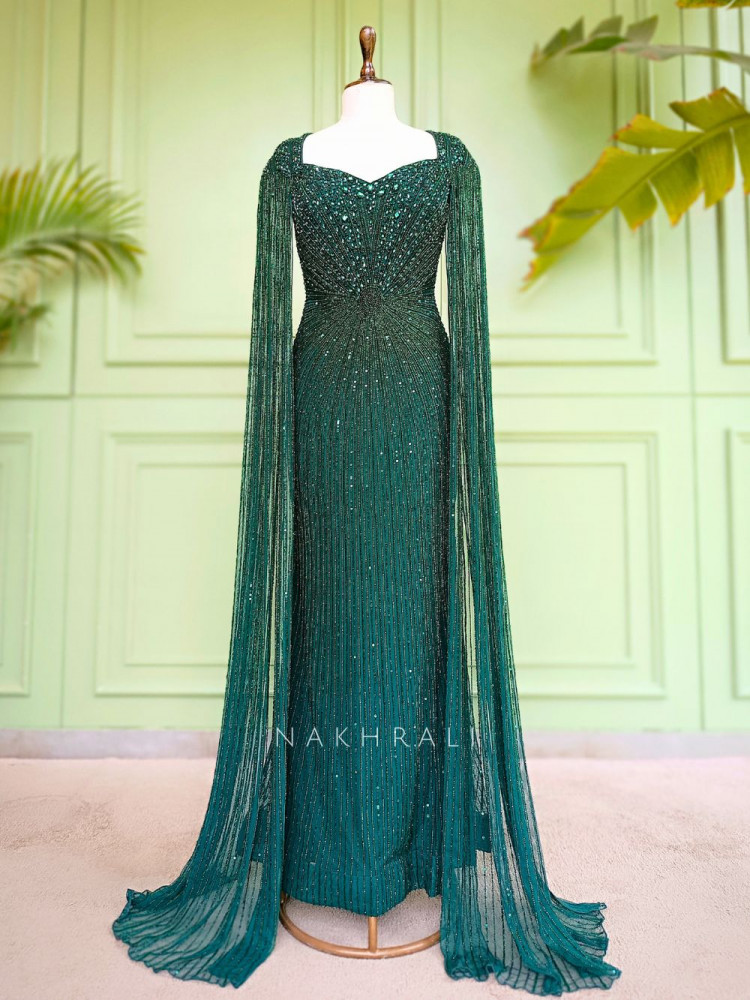 Image of Emerald Empress Green Soft Net Gown