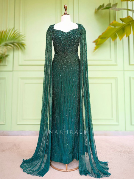 Emerald Empress Green Soft Net Gown
