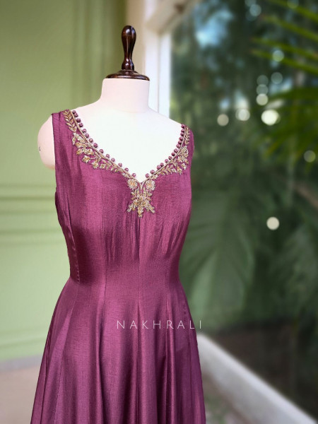 Sashi Purple Zari Embroidered Anarkali Palazzo Set with Dupatta