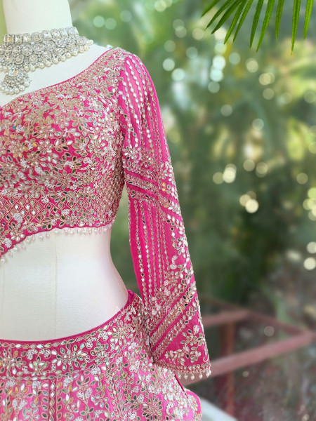 Bairan Mirror and Bead Embroidered Bridal Lehenga