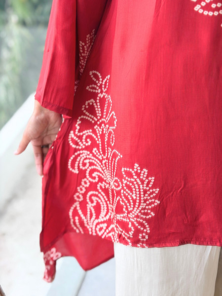 Nisha Vermilion Maroon Pure Georgette Kurta Palazzo Set