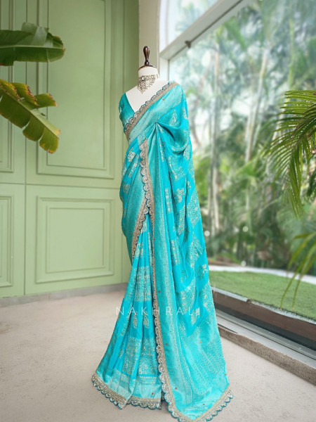 Kumud Rama Green Georgette Silk Saree