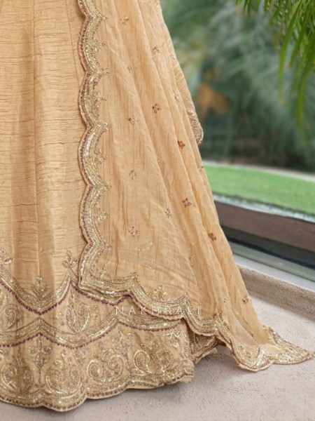Mehrab-Noor Mehendi Green Tussar Lehenga