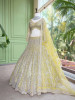 Rivarka Yellow  Mirror and Bead Embroidered Bridal Lehenga