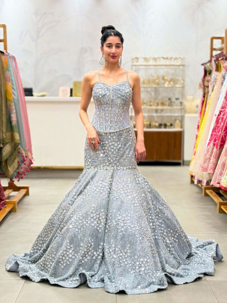 Senorita Grey Sequin Cut Dana Gown