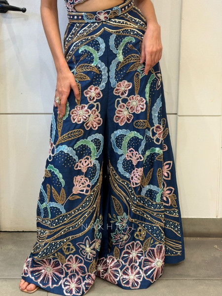 Noor Navy Blue Embroidered Jumpsuit