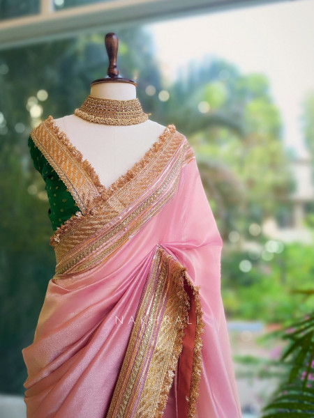 Nazakat 2.0 Pink Tissue Silk Sarees