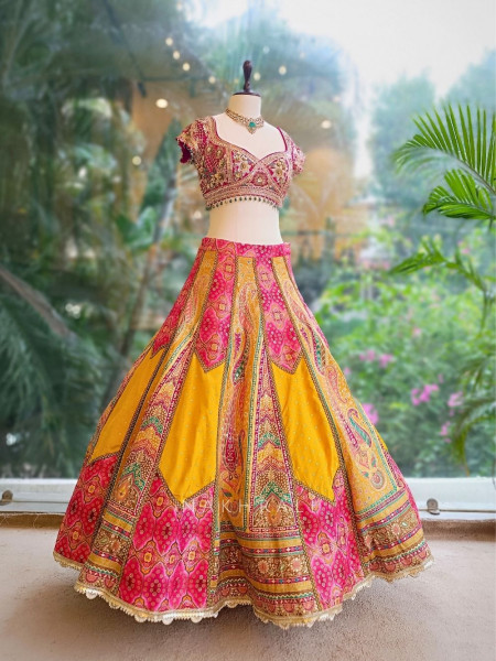 Rangriva Multicolor Sequin Zari Work Lehenga