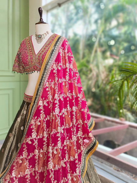 Gilded Grove Green Lehenga Set