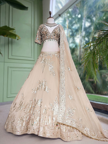 Noor-e-Kundan Beige Lehenga Set