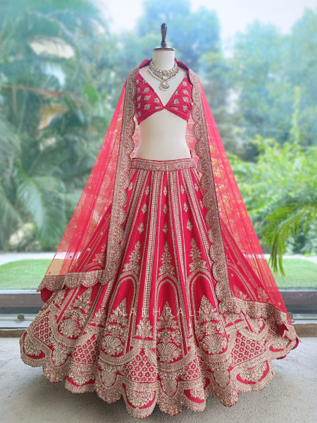 Vamika Red  Bridal Lehenga with Zari & Sequin Work