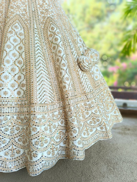 Imperial Off White Lehenga with Mirror Work and Embroidery