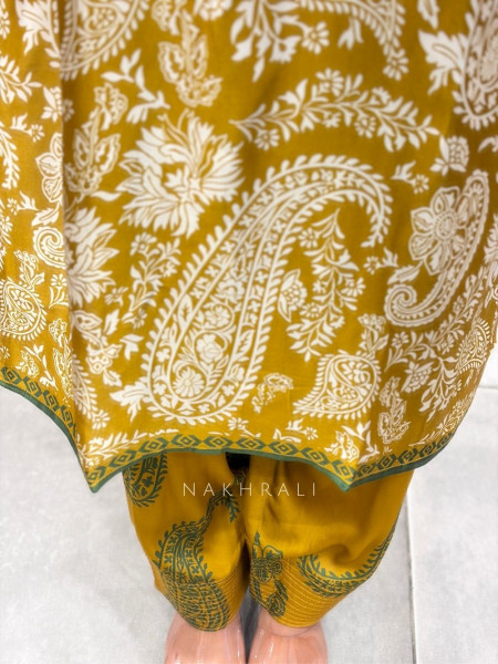 Falak Heritage Yellow Gaji Silk Farshi Set