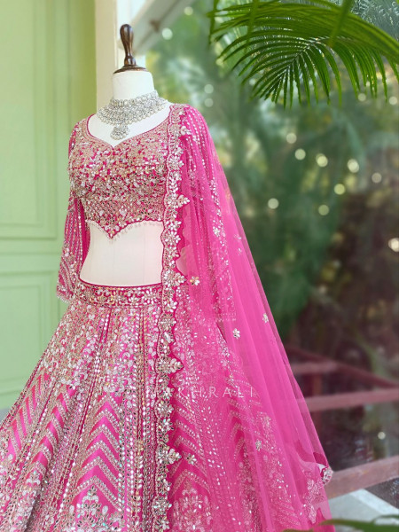 Bairan Mirror and Bead Embroidered Bridal Lehenga