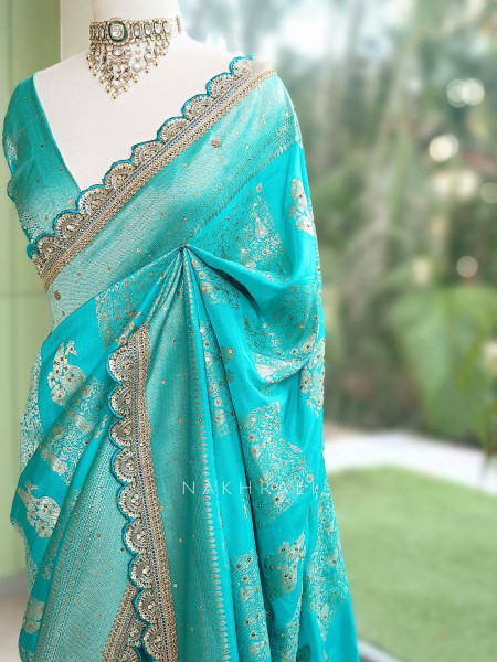 Kumud Rama Green Georgette Silk Saree