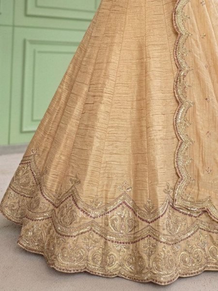 Mehrab-Noor Mehendi Green Tussar Lehenga