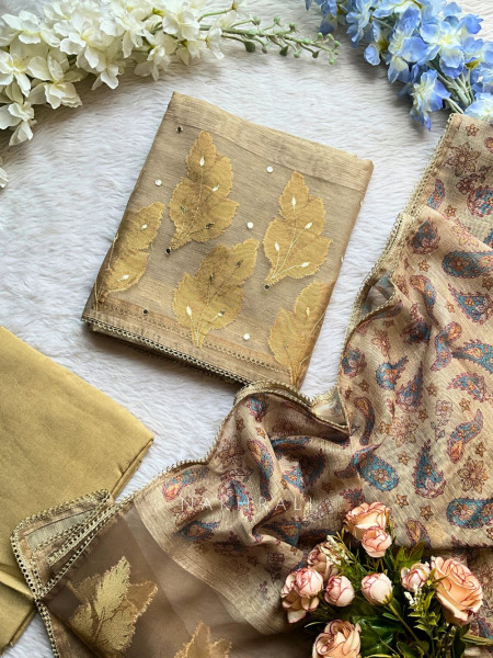 Tanishka Brown Ethnic Suit Set with Gota Patti Work