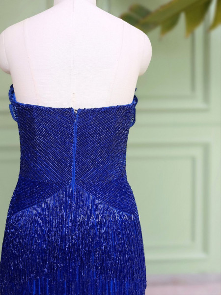Sapphire Plumage Royal Blue Soft Net Gown