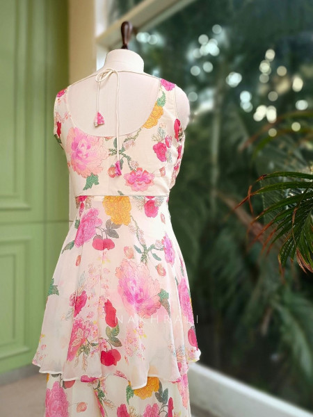 Bloom Whisper Floral Palazzo Set with Choker Dupatta