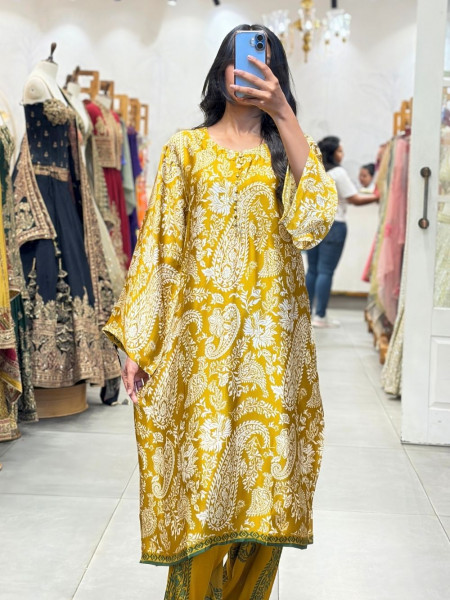 Falak Heritage Yellow Gaji Silk Farshi Set