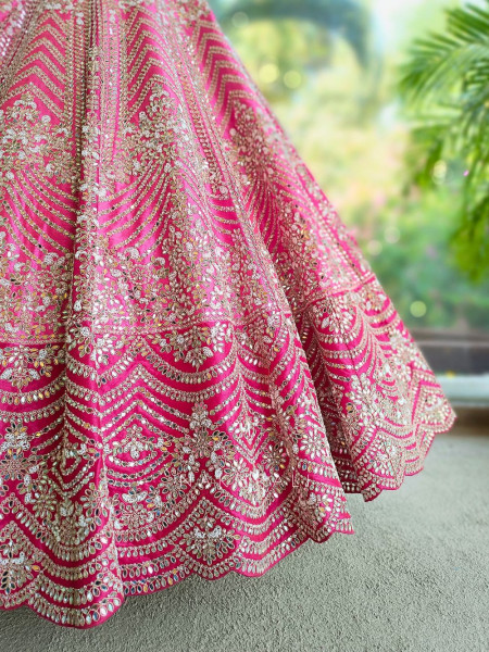 Bairan Mirror and Bead Embroidered Bridal Lehenga